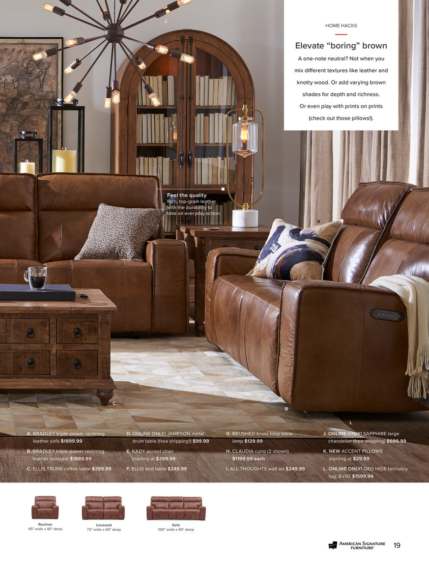 American signature deals loveseat